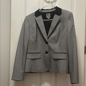 Anne Klein Black and Gray Houndstooth Blazer